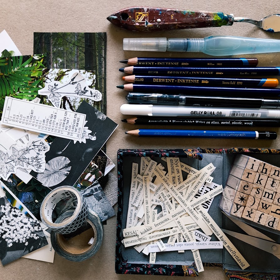 Tarvikkeita art journaliin